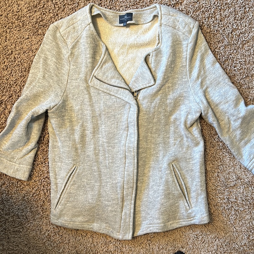 Market & Spruce Gray Sweatshirt Moto Jacket